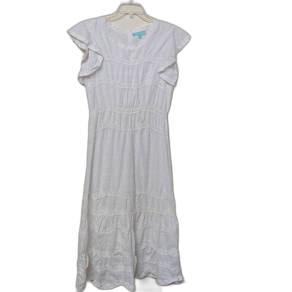 Melissa Odabash White Eyelet Lined Maxi Beach Dress Size M WOMEN'S